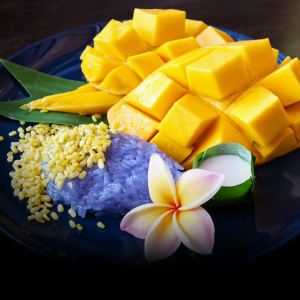 Khao Niao Dok Anchan / Blue Sticky Rice with Coconut Cream